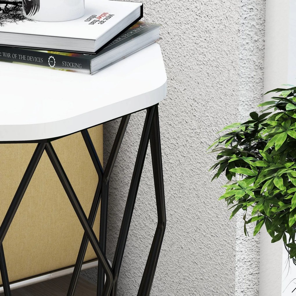 Mesa de Apoio Sofya – Branco e Preto – 46x57x46 cm
