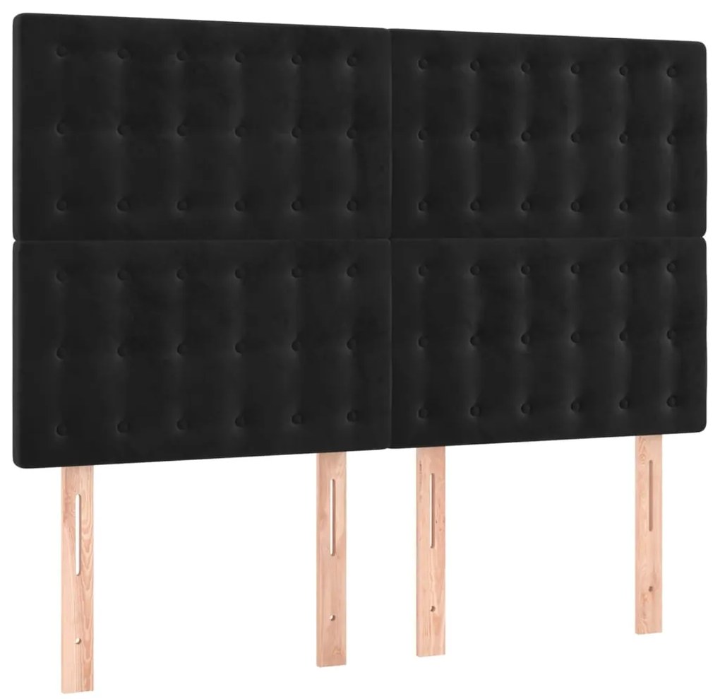 Cabeceira cama c/ LED veludo 144x5x118/128 cm preto
