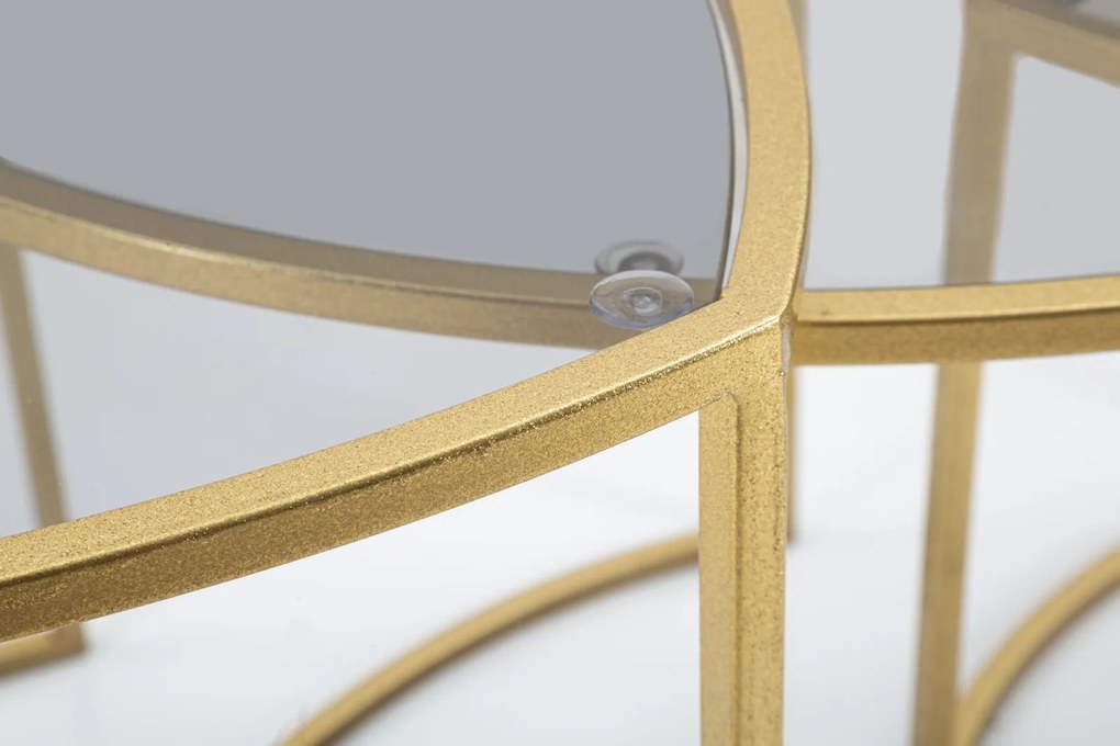 CONJUNTO DE 3 MESAS DE CENTRO TRIANGULARES Ø 60X50-50X45-40X40 CM DOURADO