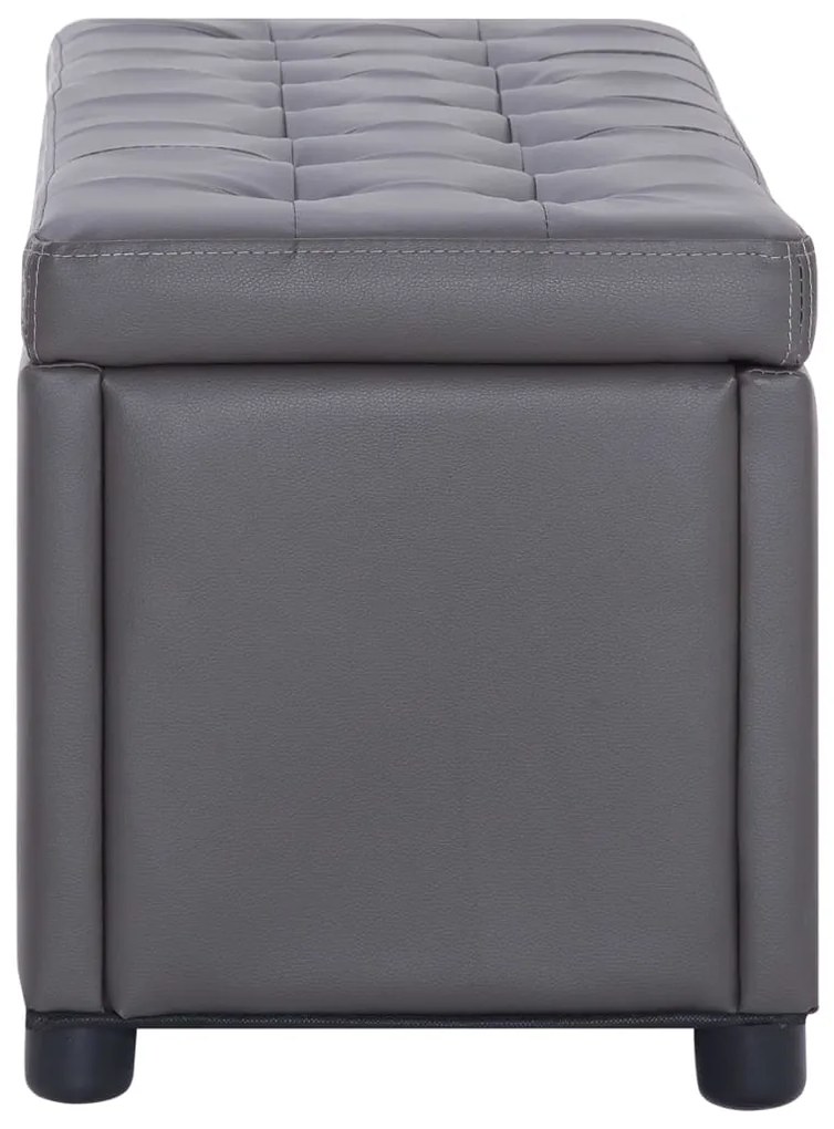 Banco de arrumação 87,5 cm couro artificial cinzento