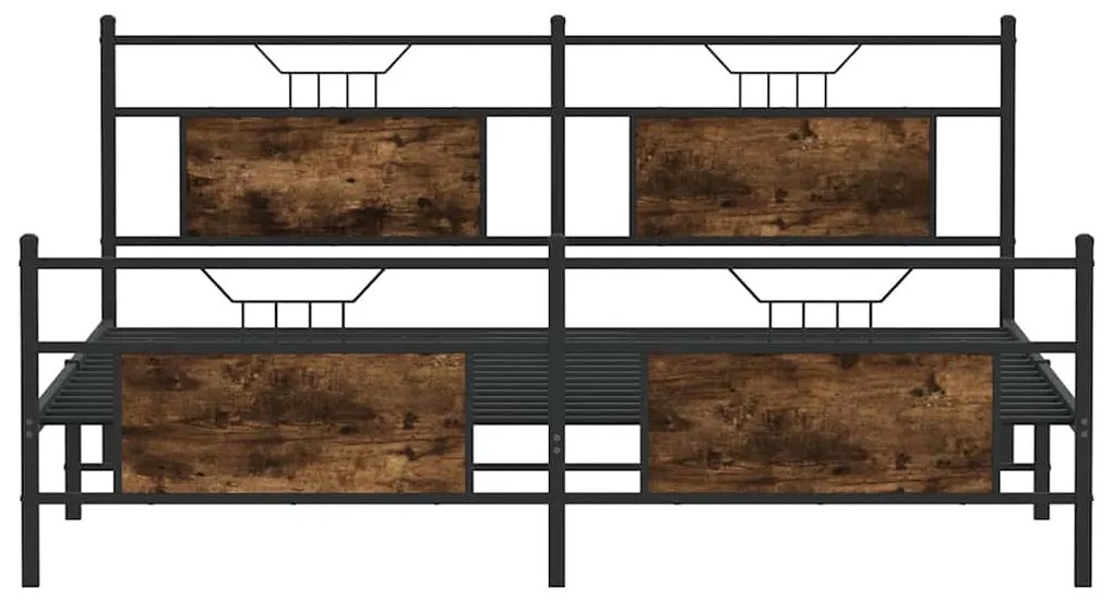 Estrutura de cama sem colchão 160x200 cm metal carvalho fumado