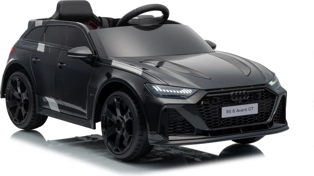 Carro elétrico para Crianças 12V 4x4 Audi RS6 Avant GT Rodas de espuma EVA, Assento Couro ecológico Preto