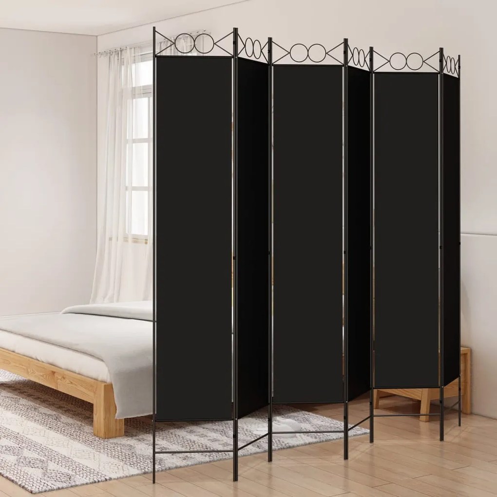 Divisória/biombo com 6 Painéis 240x220 cm Tecido Preto