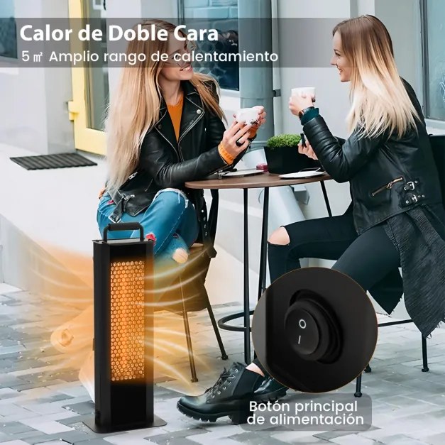 Aquecedor elétrico portátil à prova d'água de alumínio 1200W com aquecimento lateral duplo 24 x 16 x 63 cm preto