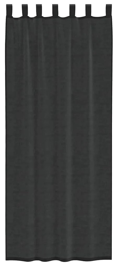 Cortinas de voile com aba 2 pcs preto