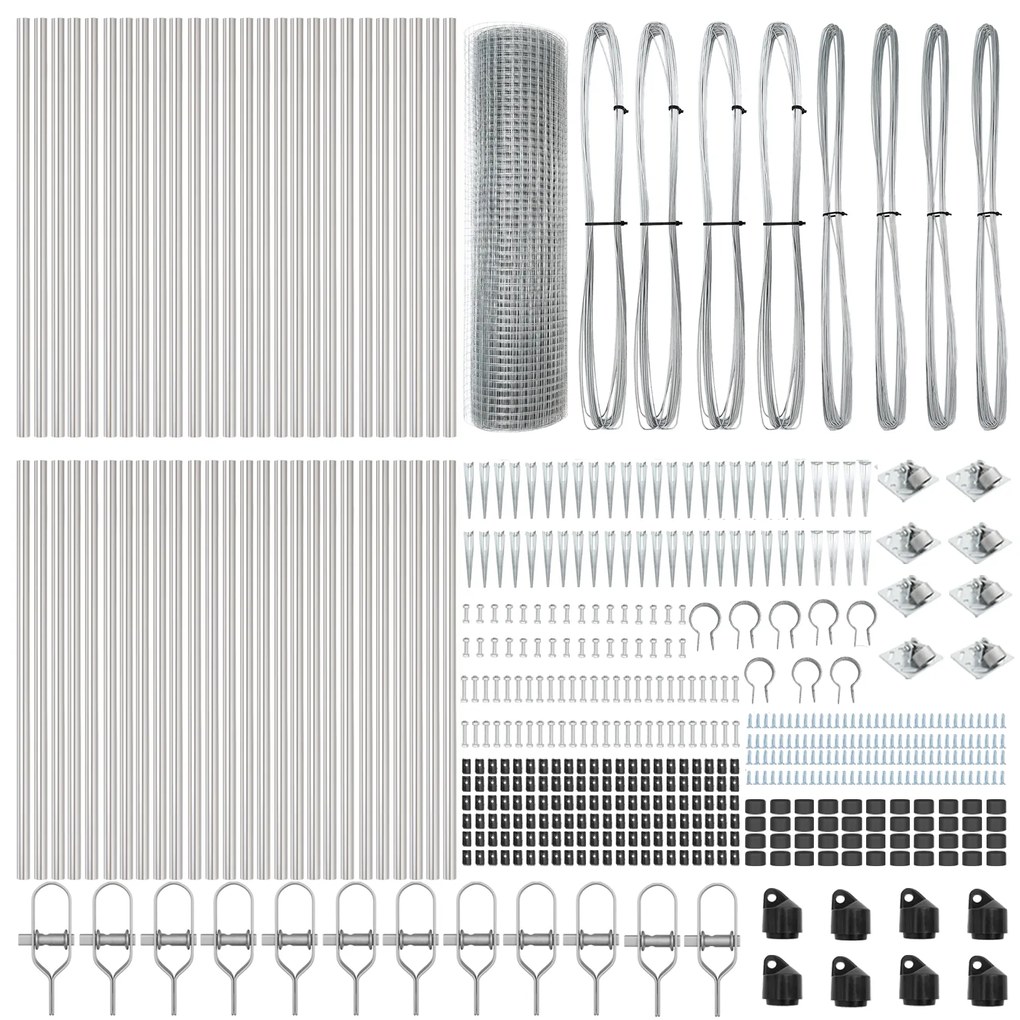 Cerca de Arame Soldado com 13 Estacas de Ancoragem 0.6x100 m Aço Galva