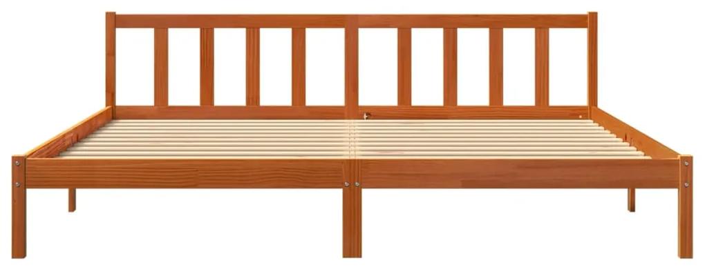Estrutura de cama 180x200 cm madeira pinho maciço castanho cera