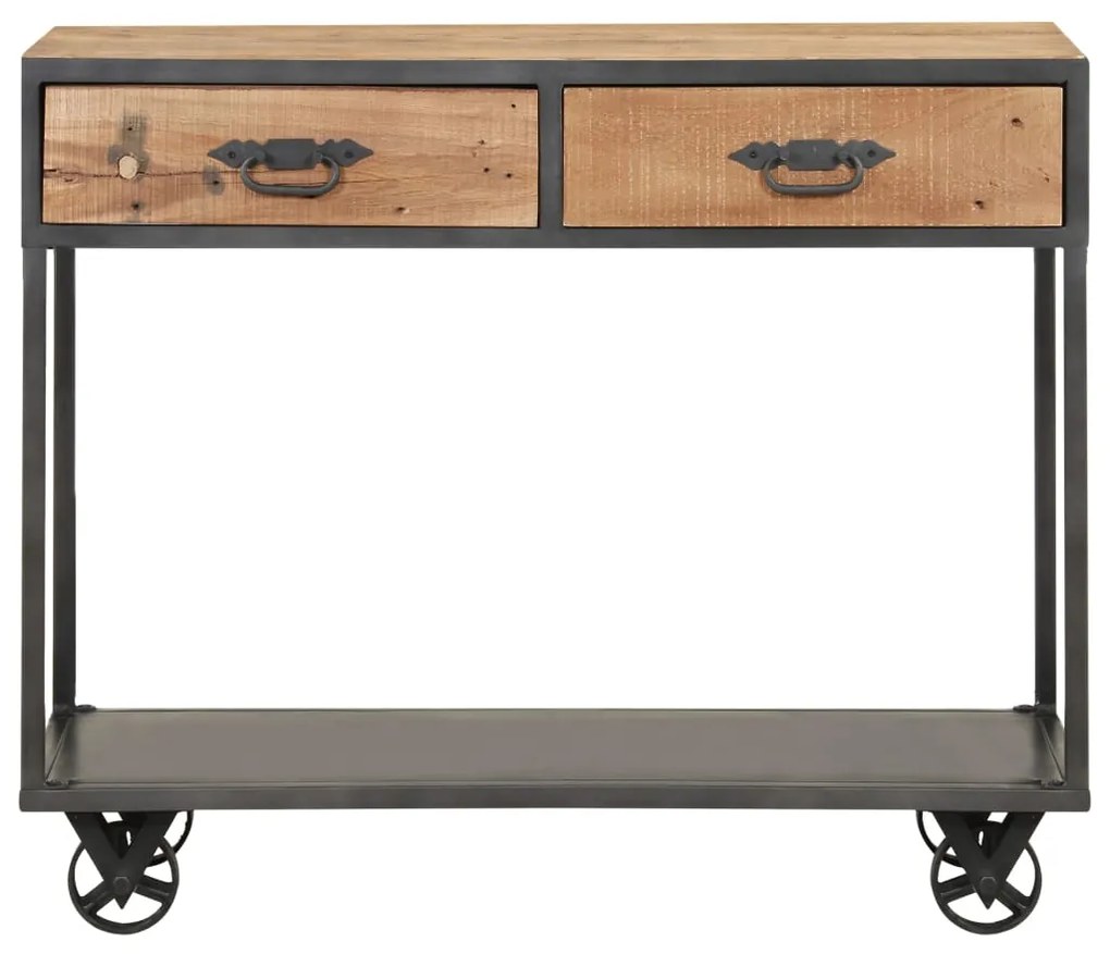 Mesa consola 90x35x74 cm madeira recuperada maciça
