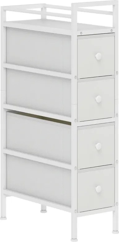 Móvel de Arrumação Estreito com 4 Gavetas de Tecido para Espaços Pequenos 20x43x81,5 cm Branco