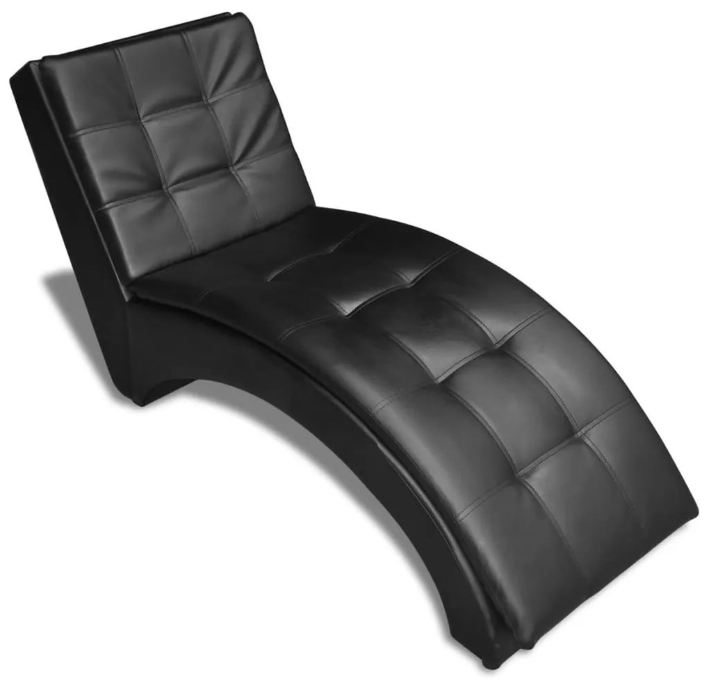 Chaise longue com almofada couro artificial preto