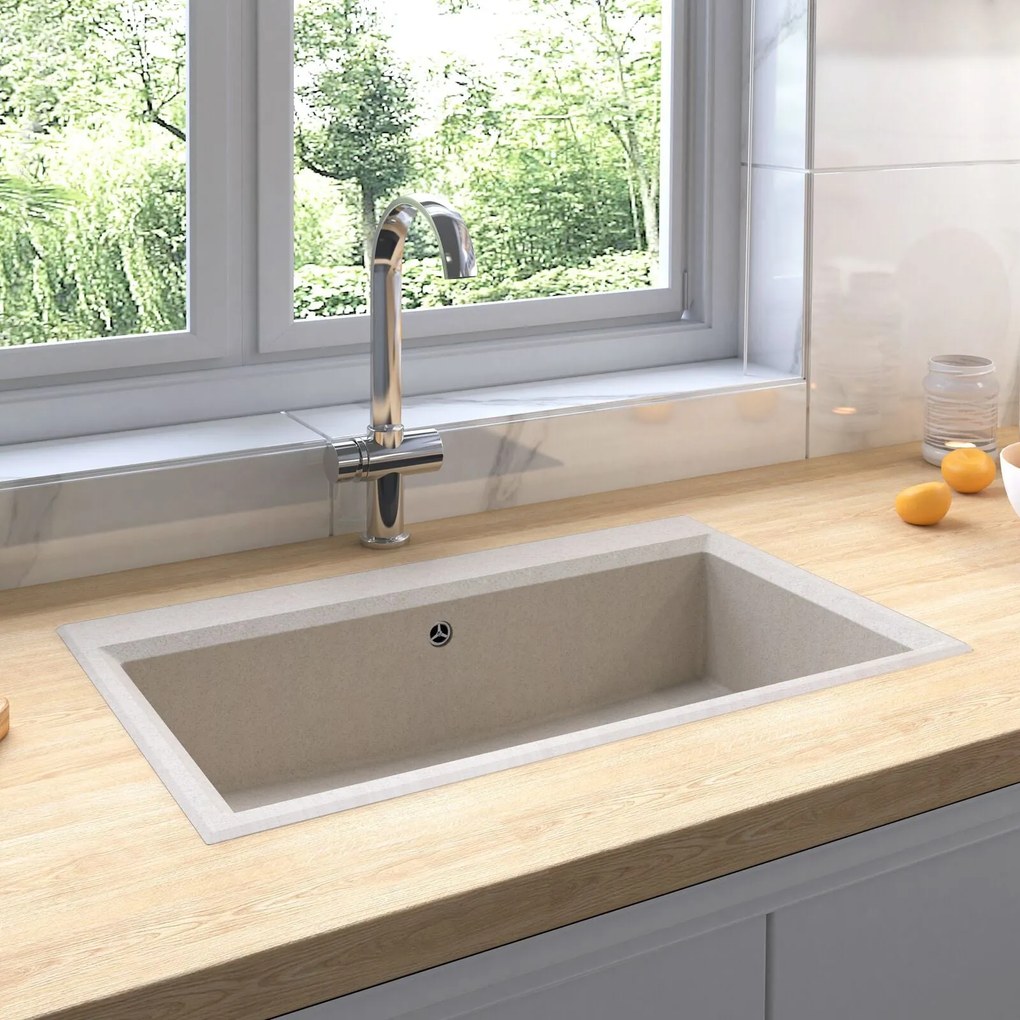 Pia de Cozinha Bege 790x500x193 mm Granito