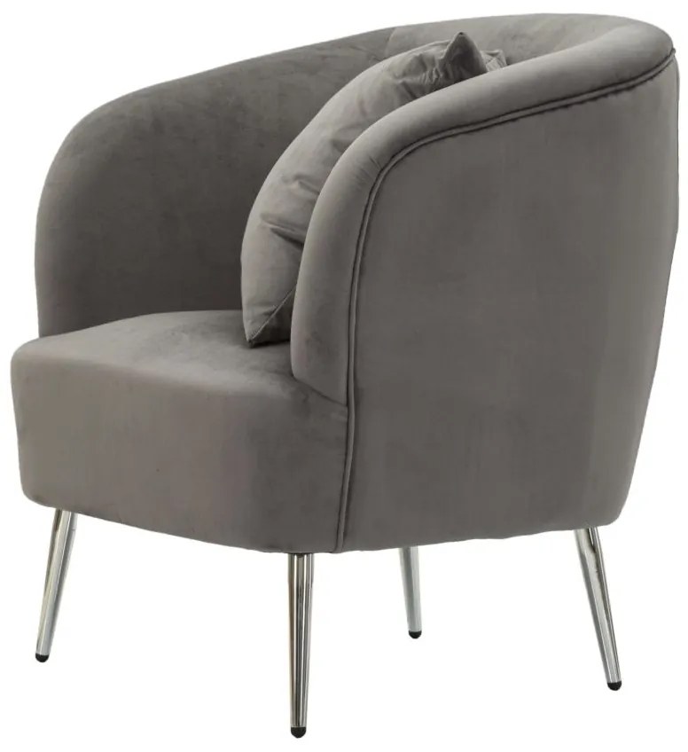 POLTRONA COM ALMOFADA 73X66X78 CM CINZA E PRATEADO