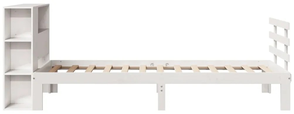 Cama com estante sem colchão 75x190 cm pinho maciço branco