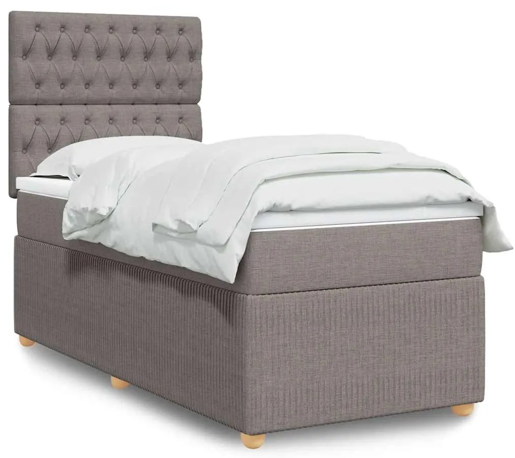 Cama com molas/colchão 90x200 cm tecido castanho-acinzentado