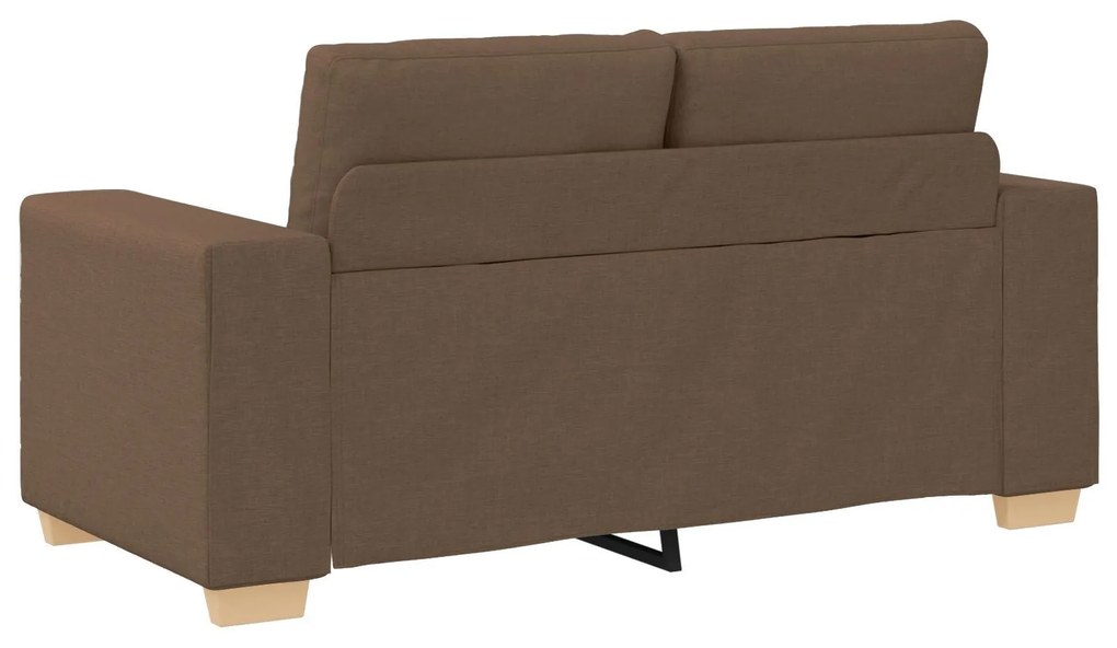 Conjunto de Sofás de 3 Peças com Almofadas em Tecido Castanho