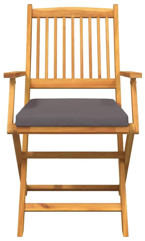 Cadeiras de Jardim Dobráveis vidaXL com Almofada Cinza 4pcs de Madeira