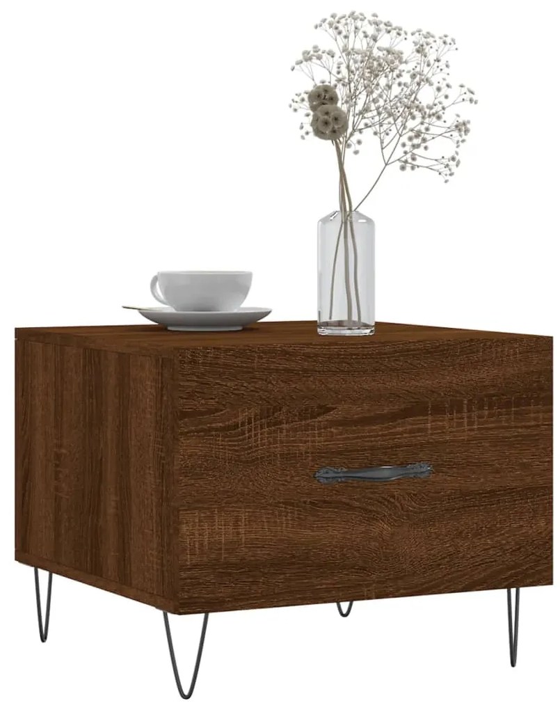 Mesa centro 2 pcs 50x50x40 cm madeira proc. carvalho castanho