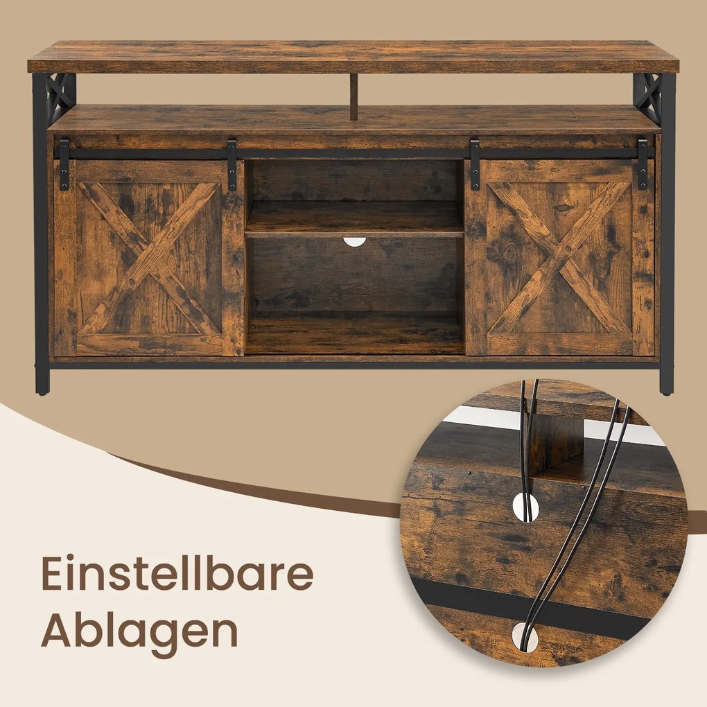 Móvel TV estilo casa de campo 40 x 147 x 76 cm Castanho Vintage -preto