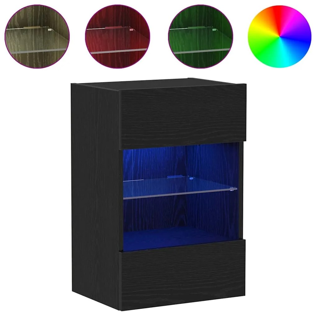 Cabinet de TV LED vidaXL 2 pcs Carvalho Preto 40x30x60,5cm cm Madeira
