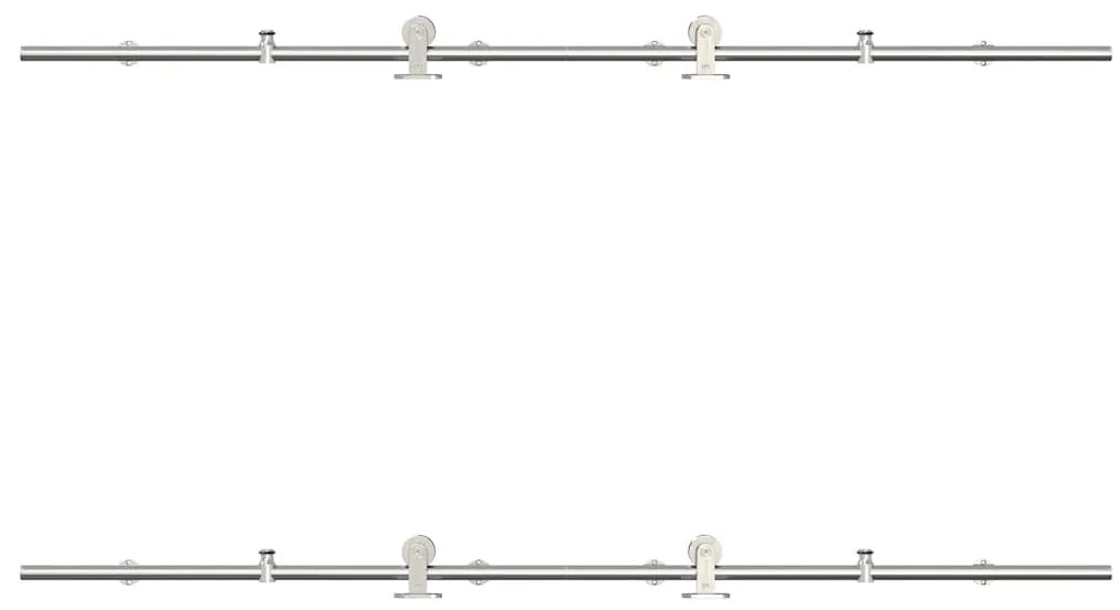 Kit ferragens p/ porta deslizante 183cm aço inoxidável prateado
