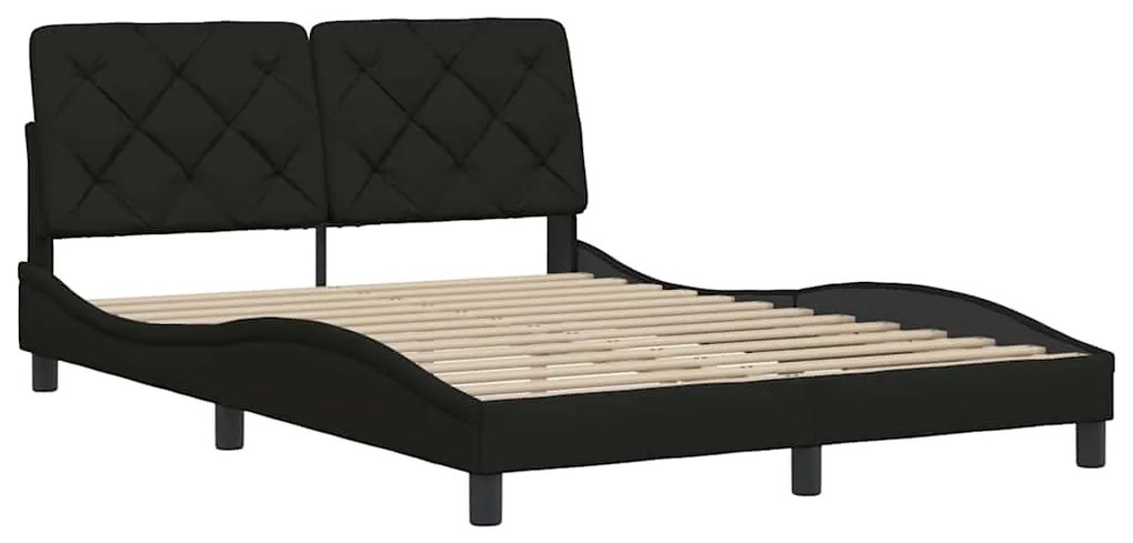 Estrutura de cama sem colchão 140x190 cm tecido preto