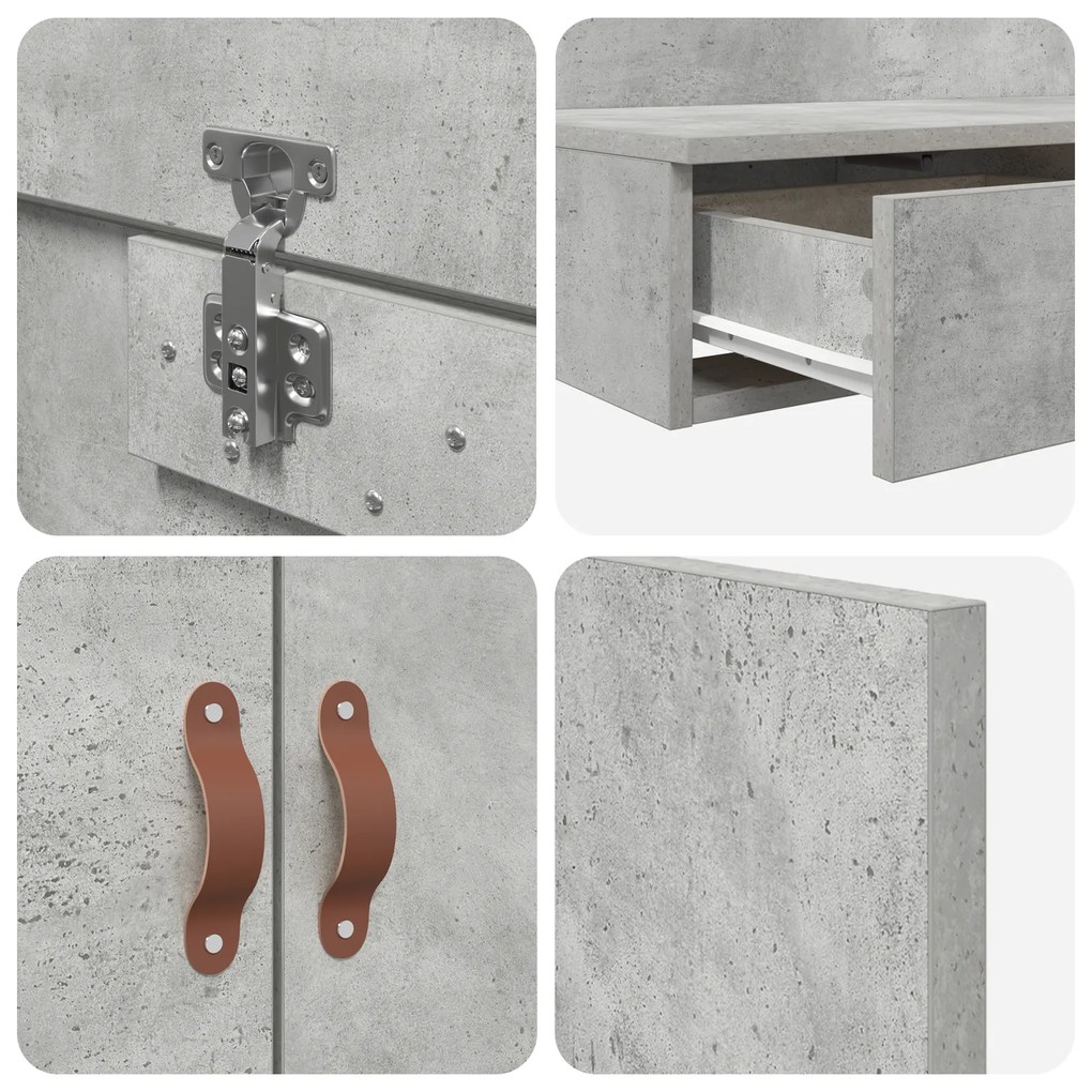Cama de Armazenamento Cinza Concreto 90x200 cm