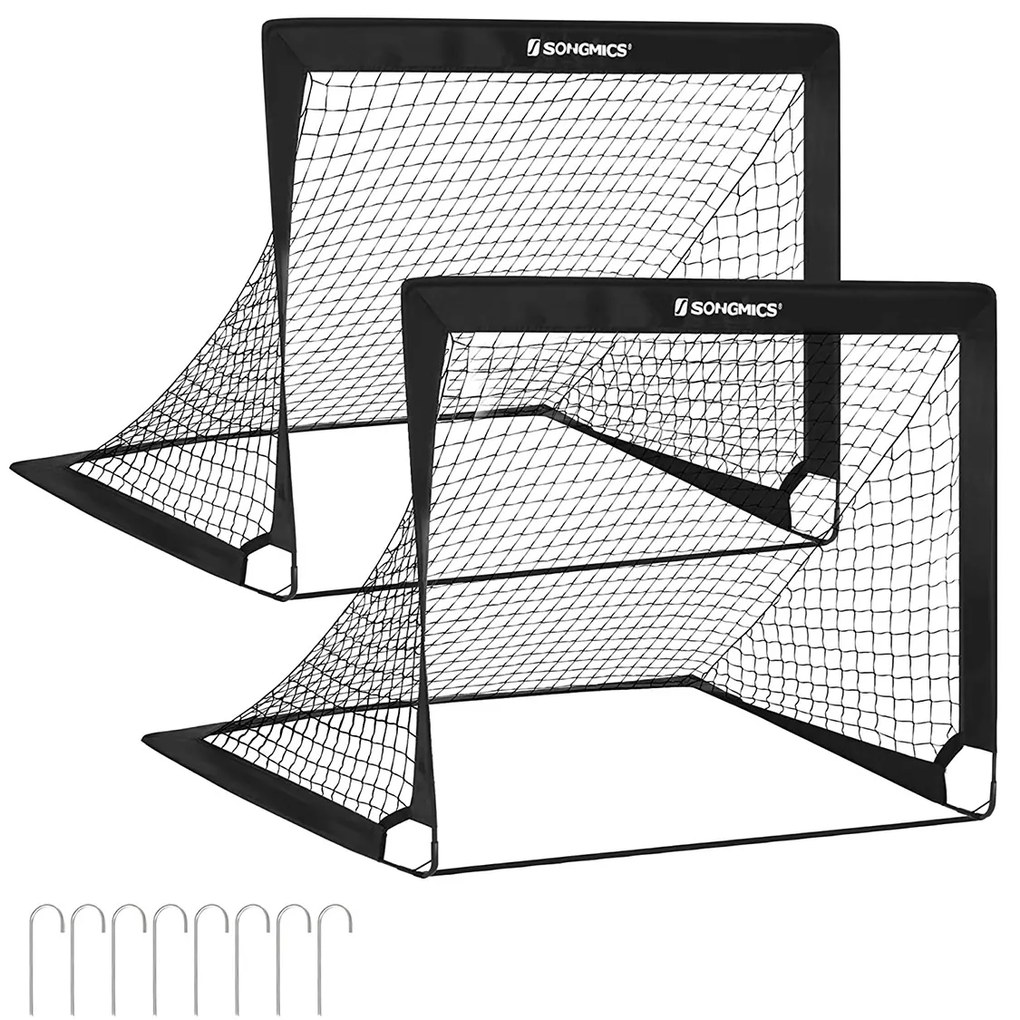 Conjunto de 2 balizas de futebol para crianças Pop up 90 x 120 x 90 cm em Pretas