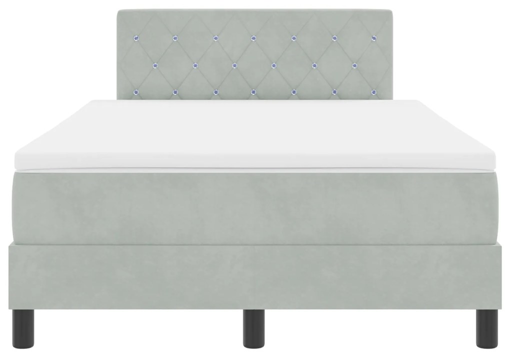 Cama Box Spring com Colchão vidaXL Cinza Claro 120x200 cm Veludo