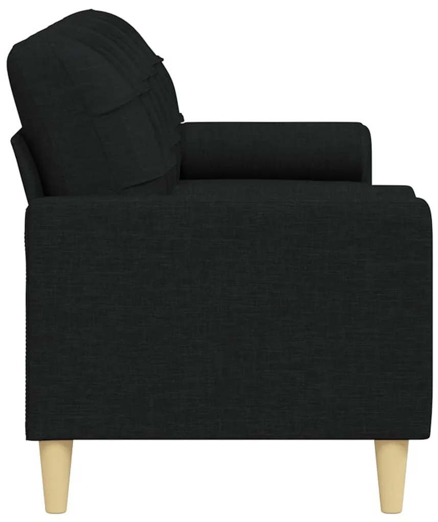 Sofá 3 lugares c/ almofadas decorativas 210 cm tecido preto