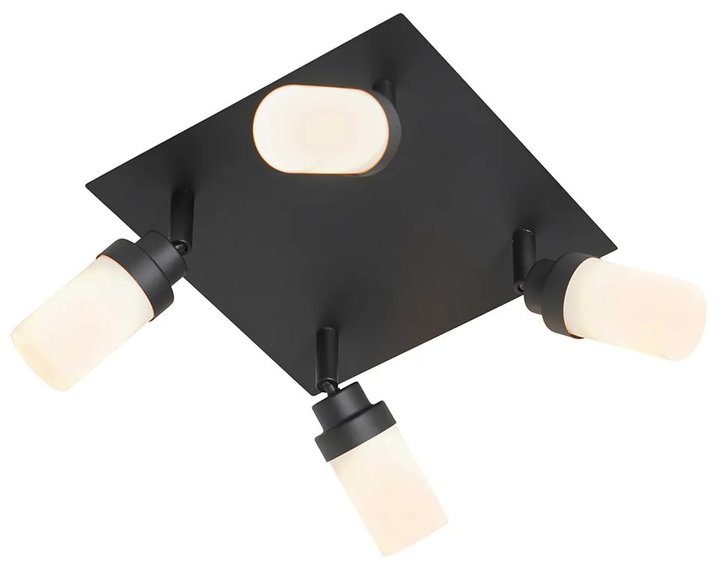 Foco moderno para casa de banho preto 4 luzes IP44 - Japie Moderno
