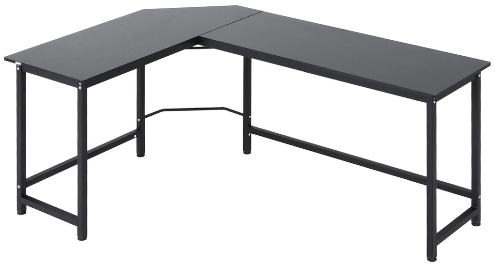 Vinsetto Secretária de Canto Mesa de Computador em Forma de L com Estrutura de Aço 168x120x75cm Preto