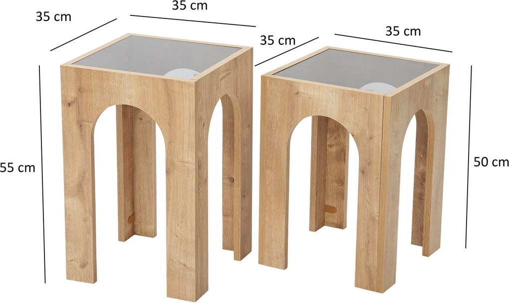 Conjunto de Mesas de Café Seine – Cinzento Escuro e Carvalho – 35x50 c