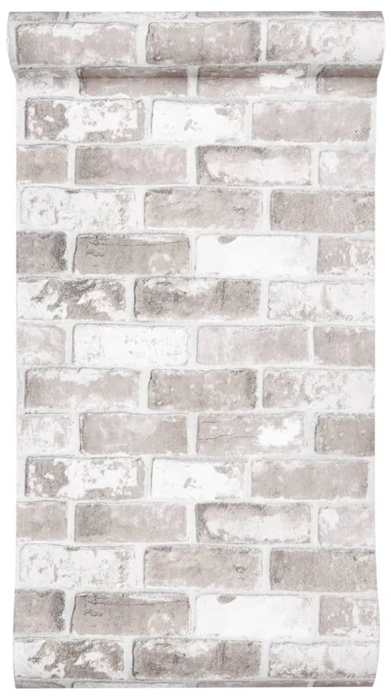 Papel parede 3D c/ padrão tijolo 10x0,53 m não-tecido cinza