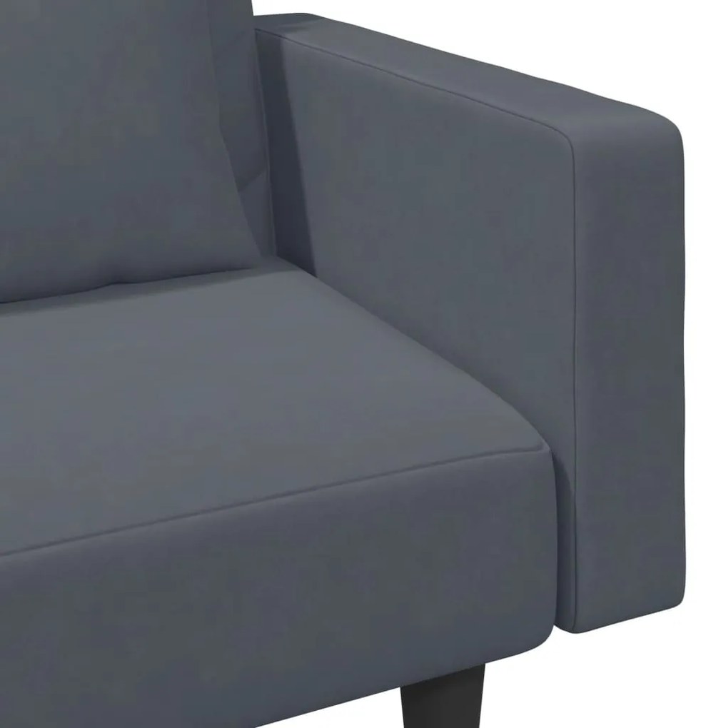2 pcs conjunto de sofás com almofadas veludo cinzento-escuro