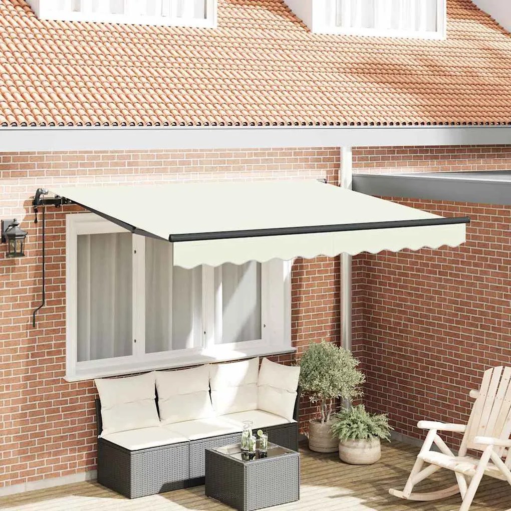 vidaXL Toldo Retrátil Creme 300 x 200 cm tecido