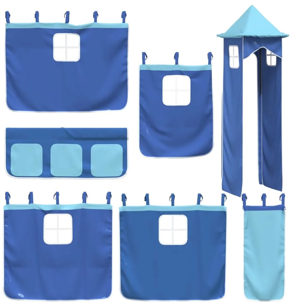 Cortinas para cama elevada com torre poliéster azul