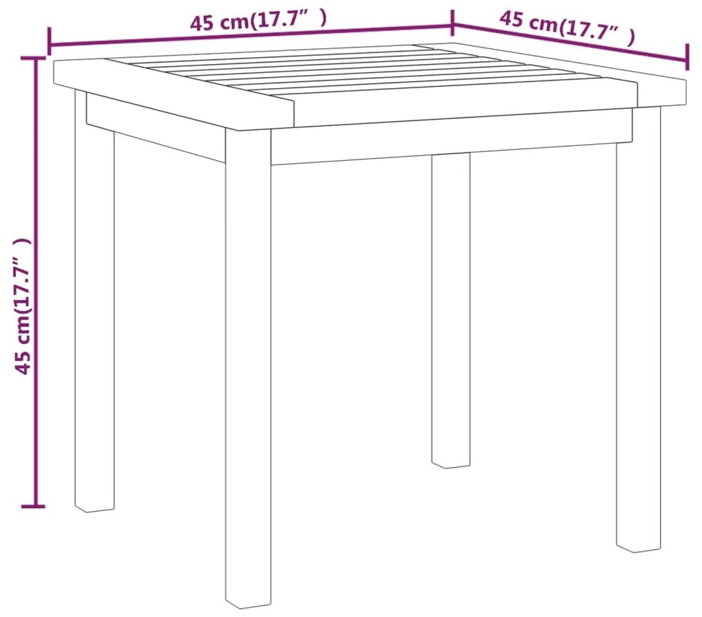 Mesa de apoio 45x45x45 cm madeira de teca maciça