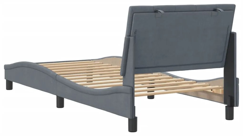 Estrutura de cama c/ cabeceira 90x190 cm veludo cinzento-escuro