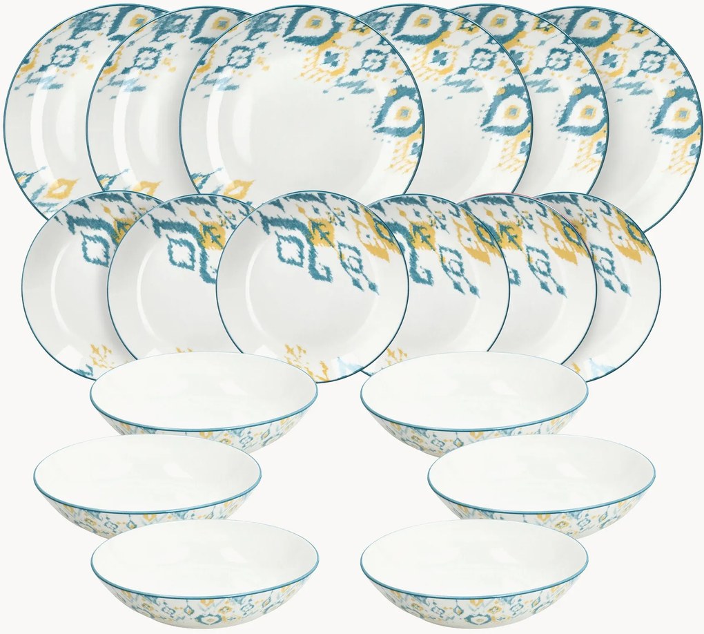Conjunto de loiça em porcelana Moon, 6 pessoas, conjunto de 18