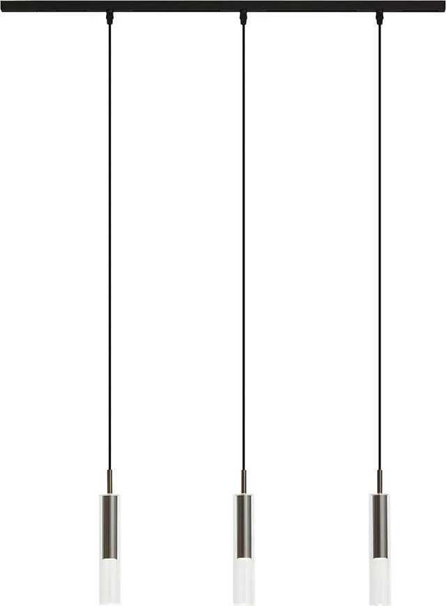 Sistema de calhas de iluminação moderno preto com 3 candeeiros suspensos bronze escuro 1-fase - Slimline Loyce