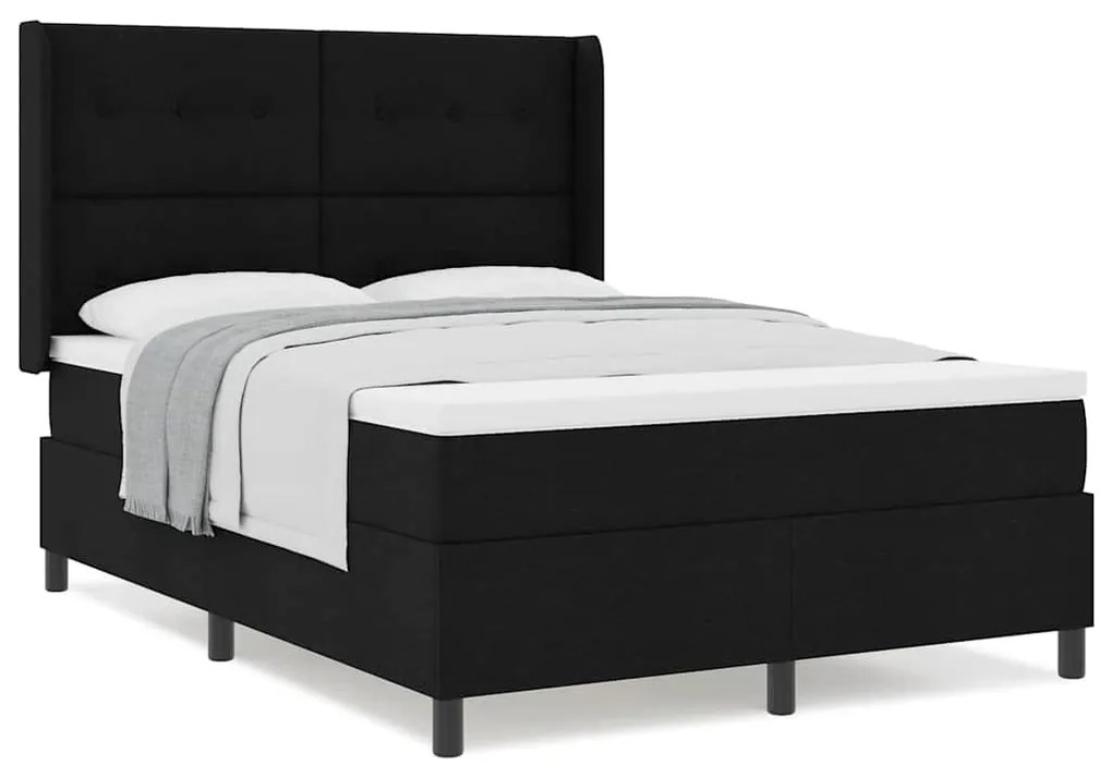 Cama com Estrado e Colchão Preto 160 x 200 cm em Tecido