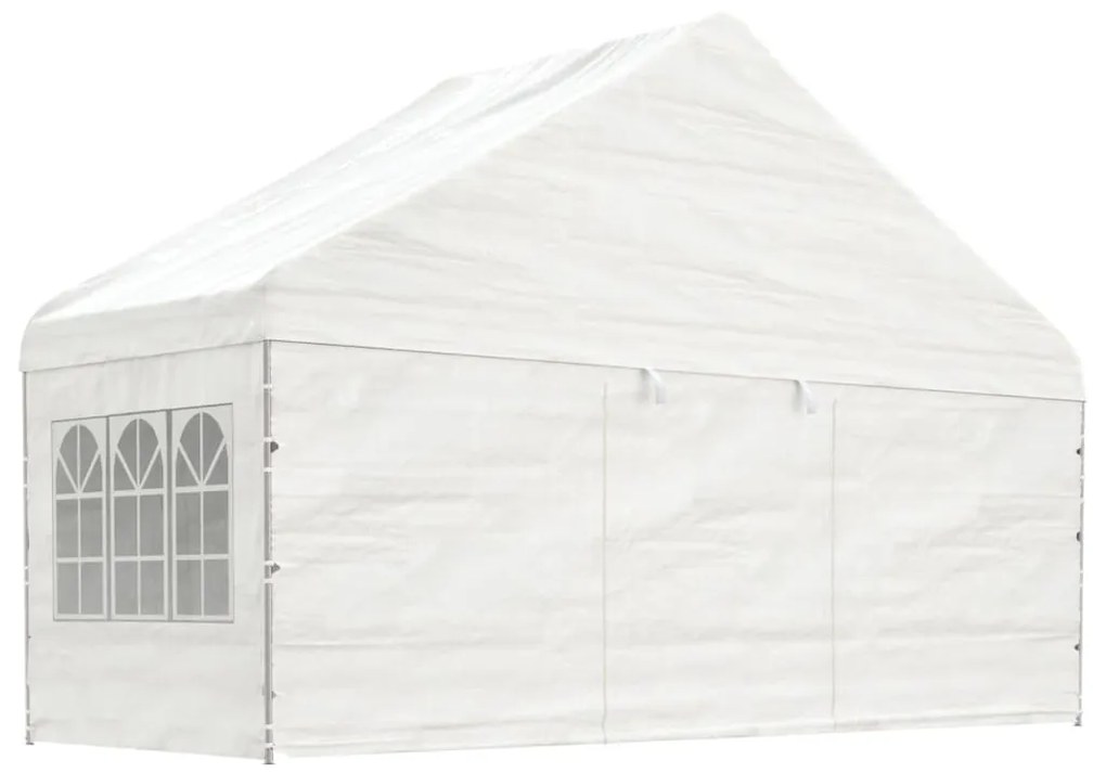 VidaXL Gazebo com telhado 5,88x2,23x3,75 m polietileno branco
