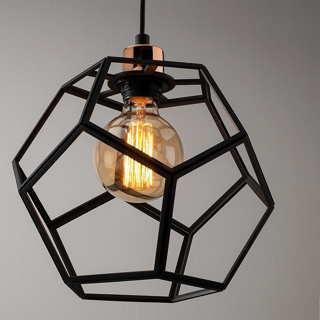 Candeeiro de Teto Degirmen – Preto e Bronze – 50 cm de Diâmetro