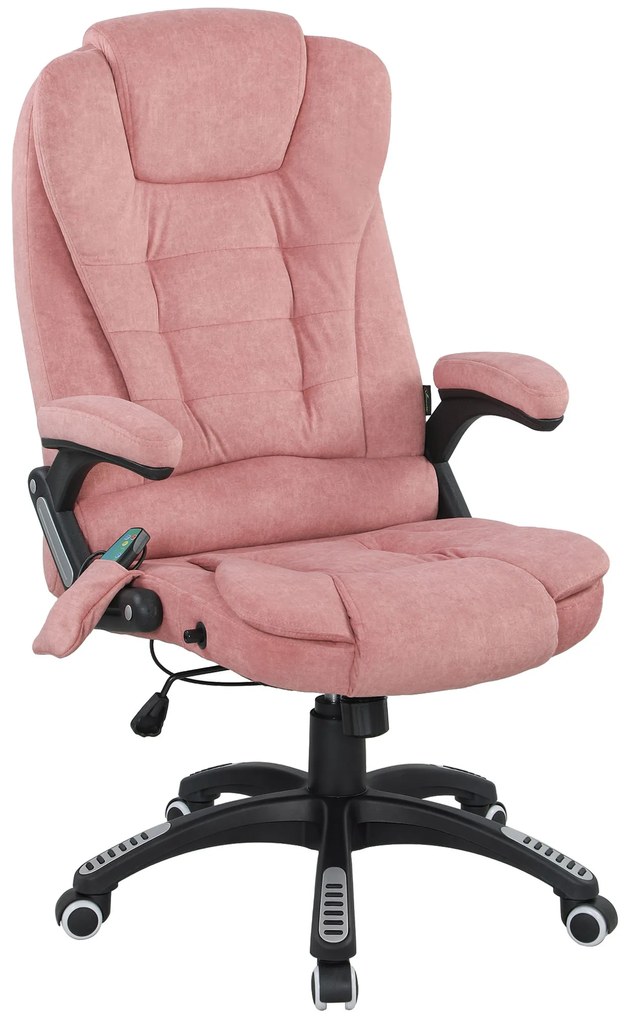 Cadeira de Escritório com 6 Pontos de Massagem Reclinável até 130° com Função de Aquecimento 65x71x110-120 cm Rosa
