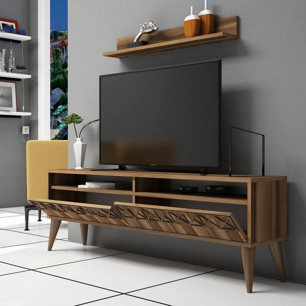 Conjunto de Mobiliário de Sala Line – Nogal – Móvel TV 150x50x30 cm, P