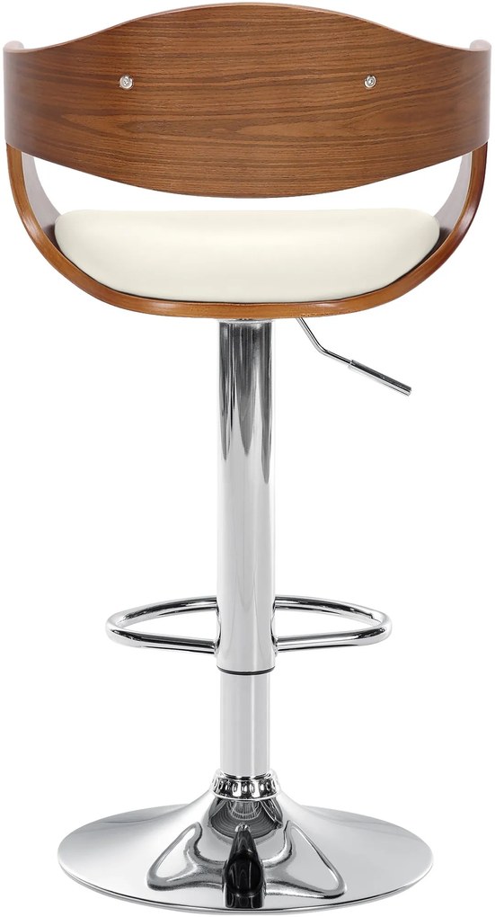 Banco de bar Kingston em couro sintético 50 x 88-102 x 48 cm Nogueira + Branco