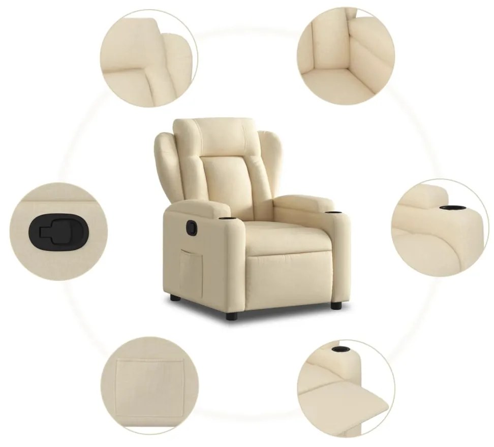 Poltrona reclinável tecido cor creme