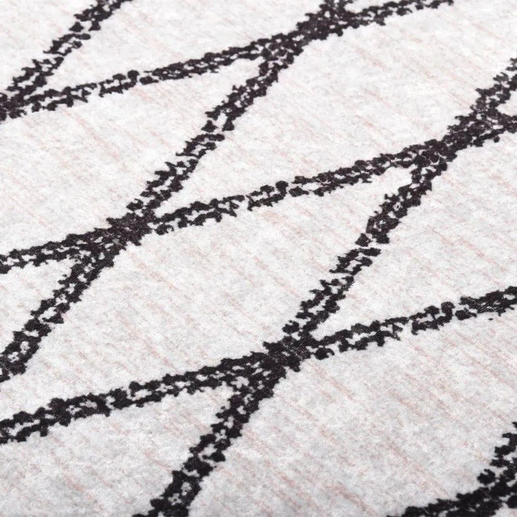 Tapete lavável antiderrapante 120x170 cm preto e branco