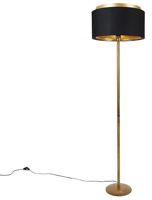Candeeiro de pé moderno dourado com cúpula preta com dourado - Simplo