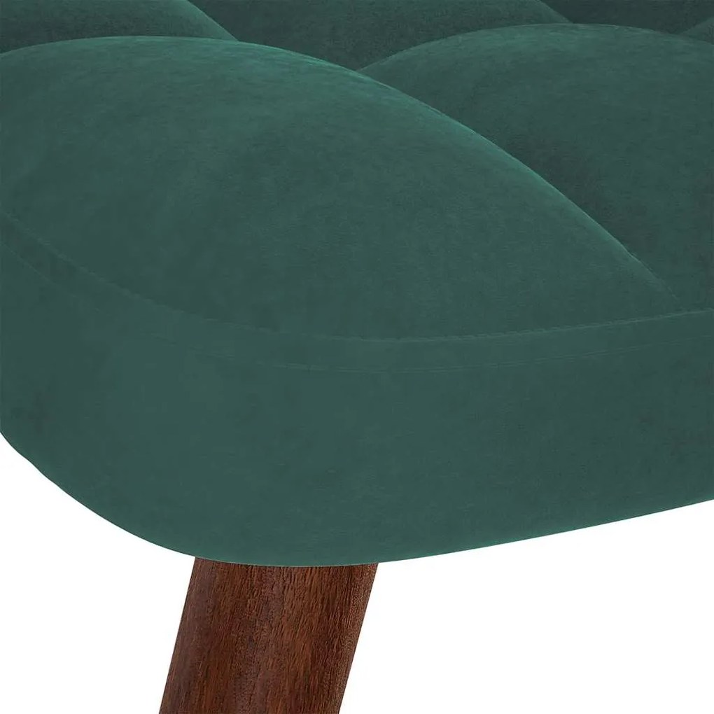 Cadeira de baloiço com banco veludo verde-escuro
